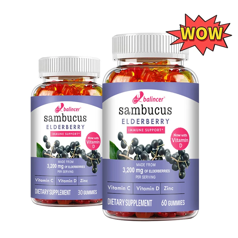 Elderberry + Vitamin C + Zinc Gummies High Strength Immunity Support Vegan 30/60