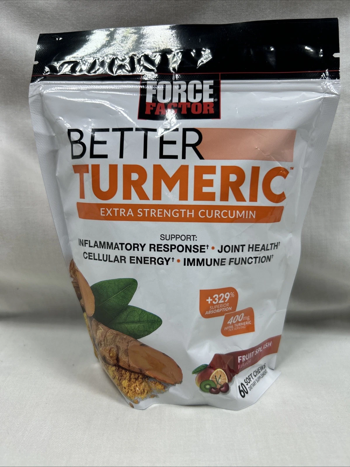 Better Turmeric Soft Chews Fruit Splash Curcumin Supplement Force Factor