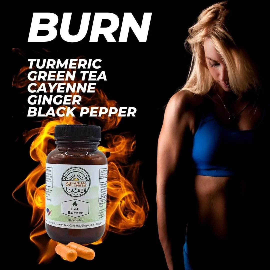 Fat Burner Capsules - Turmeric, Green Tea, Cayenne, Ginger, Black Pepper