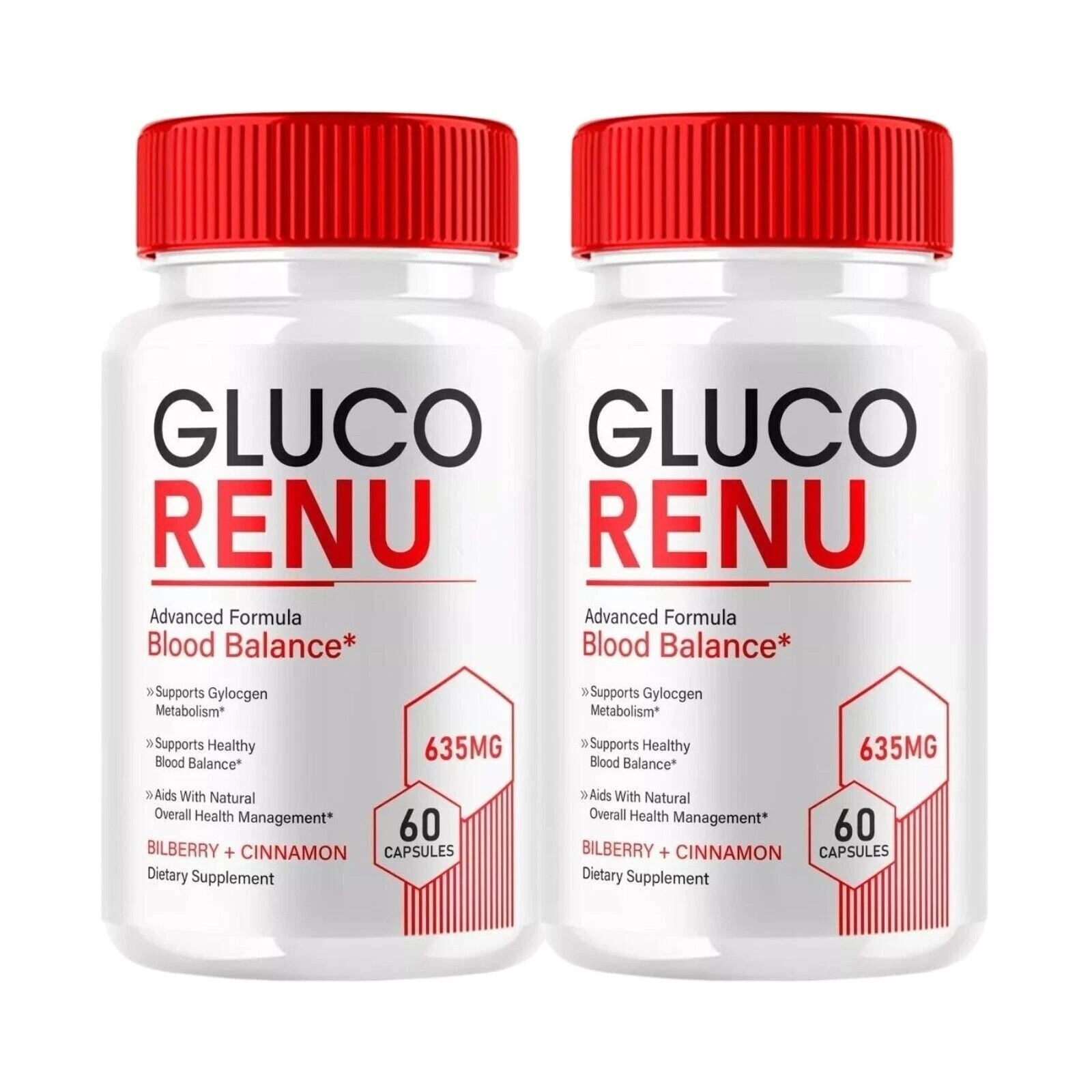 2-Pack Gluco Renu, Glyco Optimizer Blood Balance GlucoRenu Pills - 120 Capsules