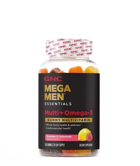 GNC Mega Men Essentials Multi Plus - Omega 3 Gummy 60 ct