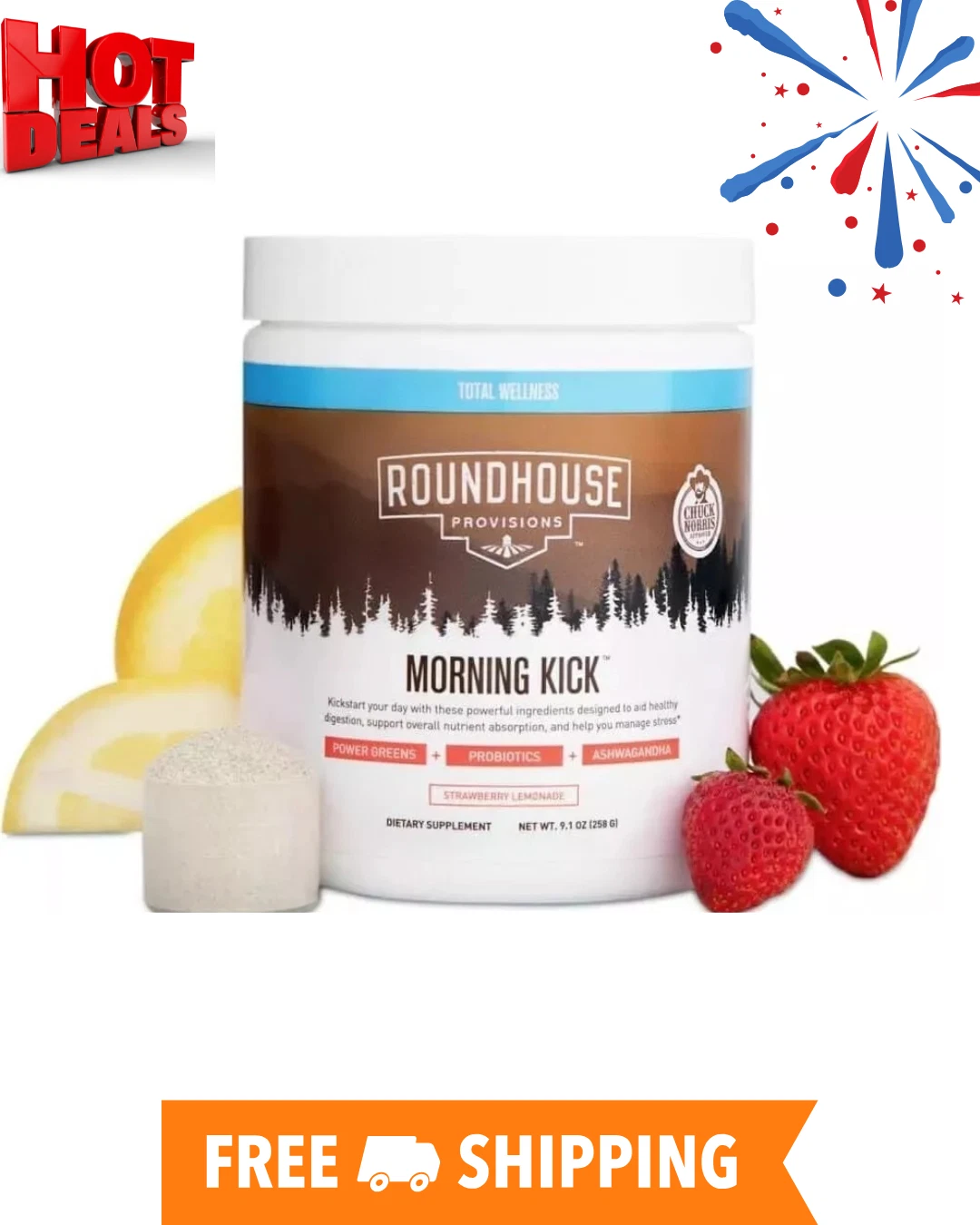 by Chuck Norris Morning Kick, Greens Superfood Powder Supplement with Ashwaganda