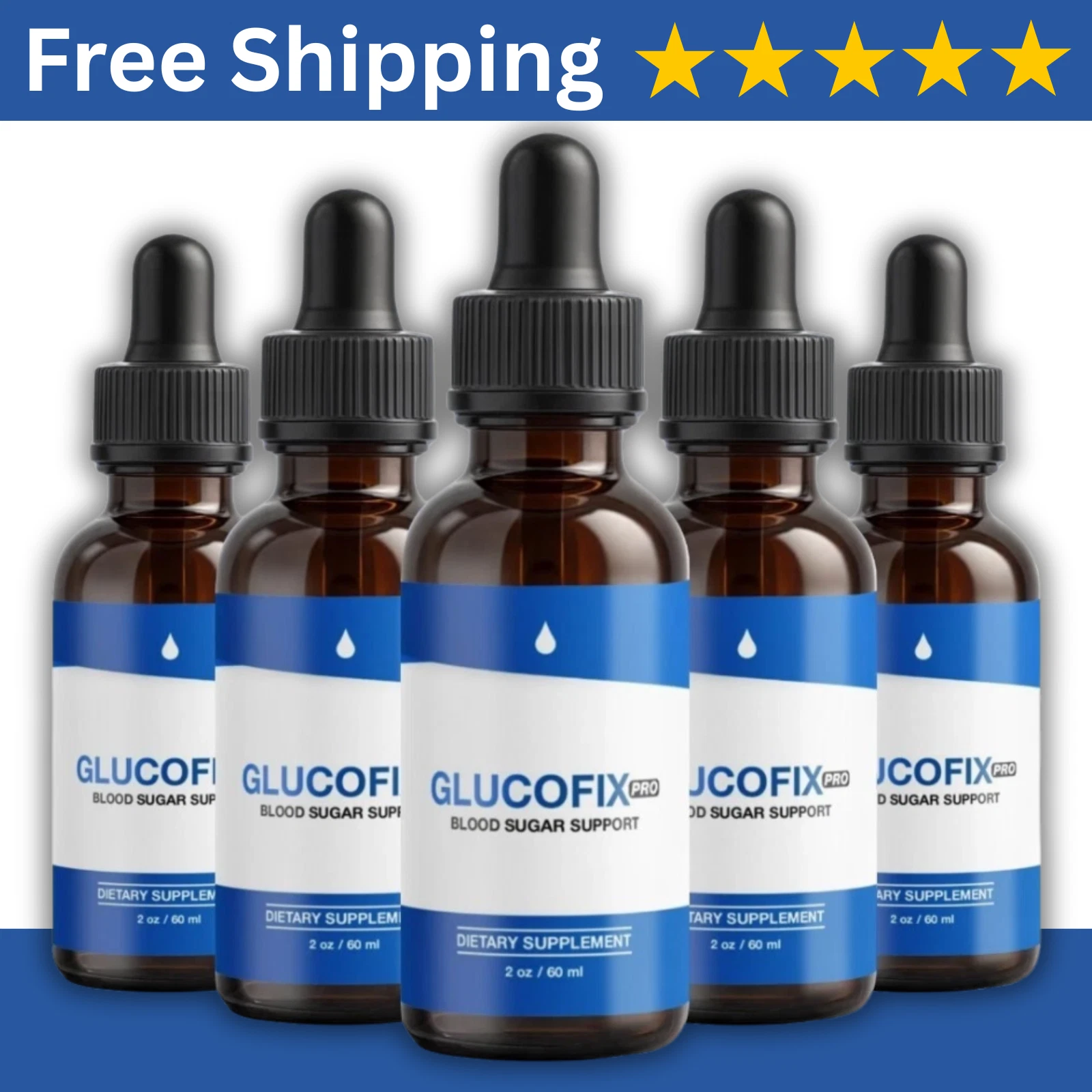 ( 5 Pack ) Glucofix Pro Liquid Drops, Glucofix Pro Blood Sugar Support - USA