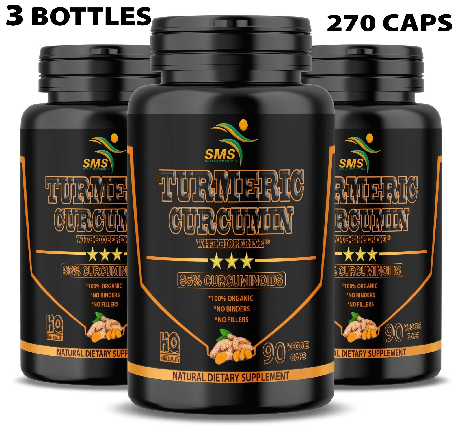 TURMERIC 95% CURCUMIN EXTRACT 10,000mg BLACK PEPPER TUMERIC ANTIOXIDANT 270 CAPS