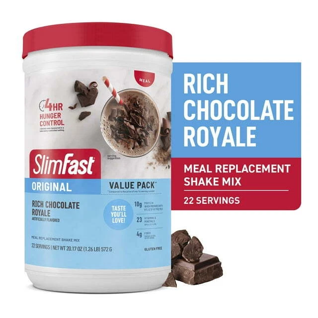 SlimFast Original Meal Replacement Shake Mix, Rich Chocolate Royale, 20.18 Oz, 2