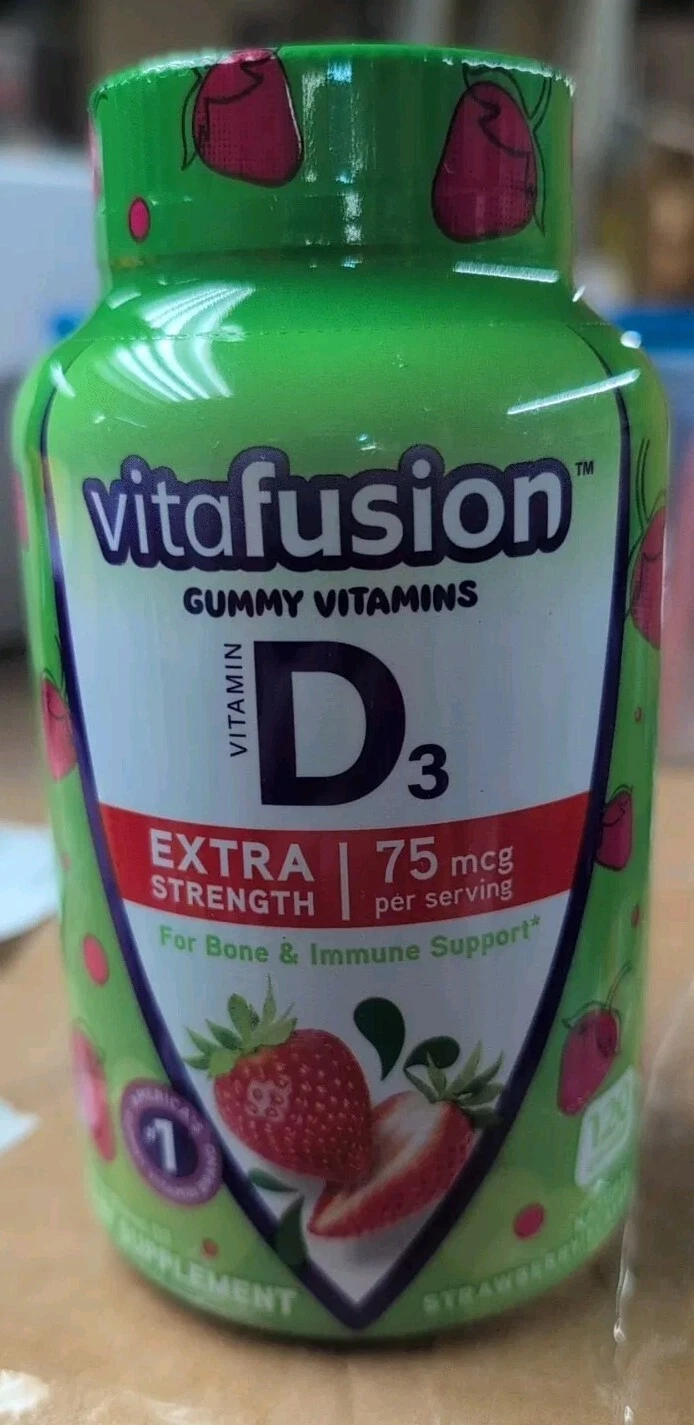 Vitafusion Vitamin D3 Gummy Vitamins for Bone & Immune System Support Strawberry