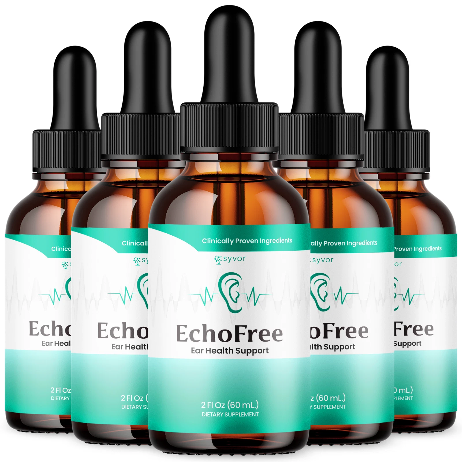(5 Pack) EchoFree Ear Drops For Tinnitus Supports, Ear Relief & Healthy Eardrum