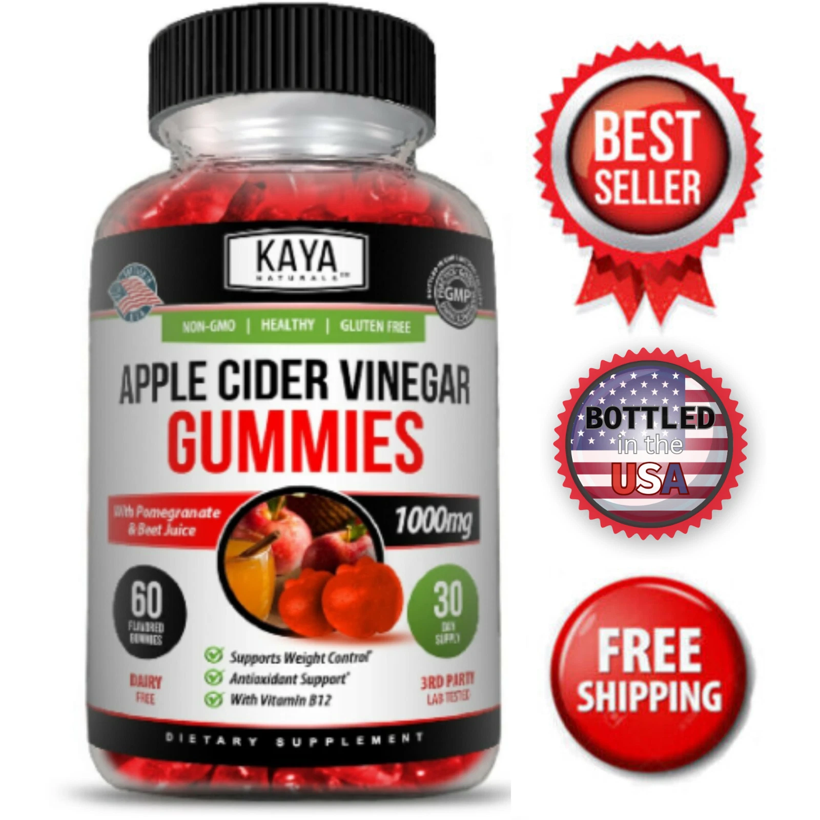 Apple Cider Vinegar Gummies 60ct 1000mg Premium Weight Loss & Cleanse Detox