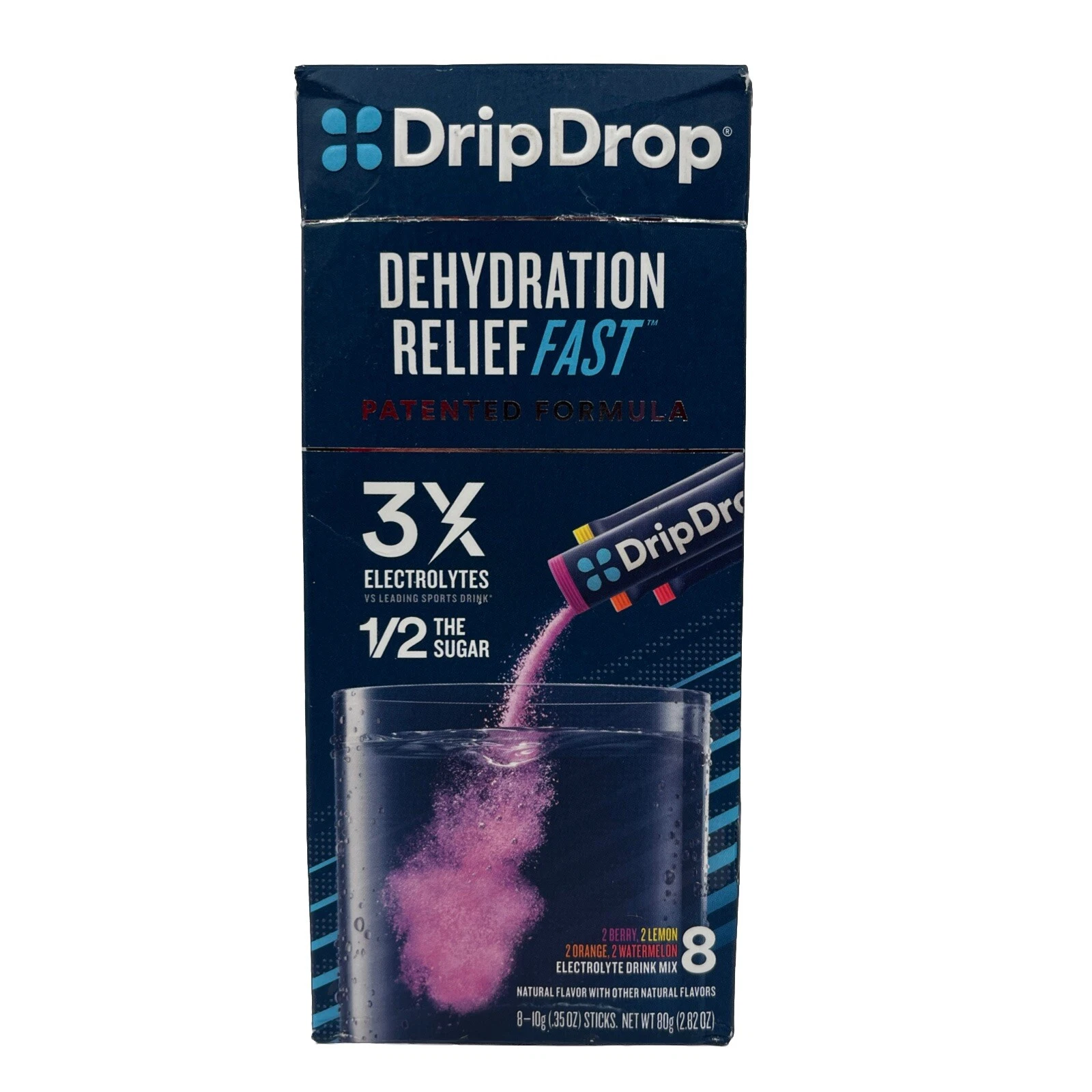DripDrop Electrolyte Drink Mix Dehydration Relief Fast Variety Pk 8 Ct Exp 11/27