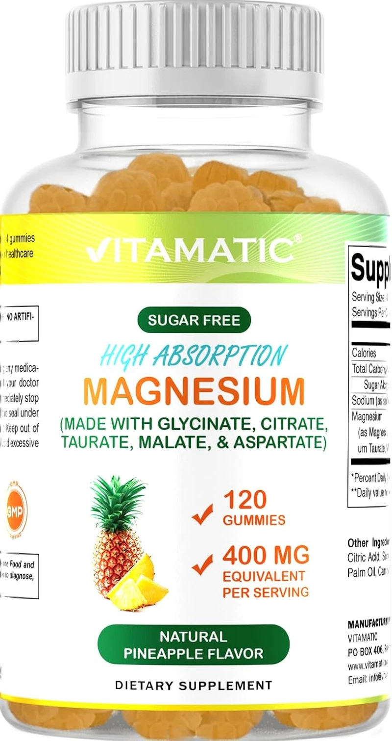 Sugar Free Magnesium Gummies - (Made with GLYCINATE, Citrate, TAURATE, Malate...