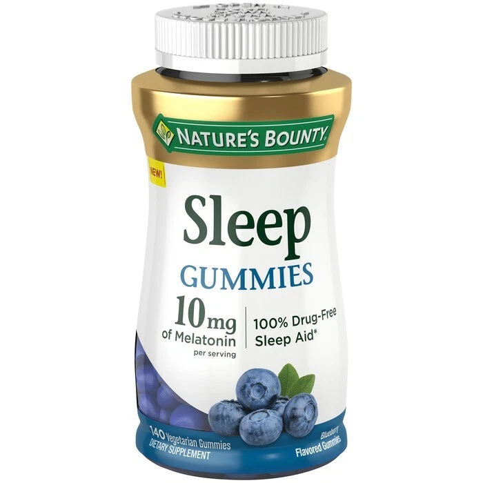 Nature's Bounty Sleep Melatonin 10 mg Vegetarian Gummies Blueberry 140 EA