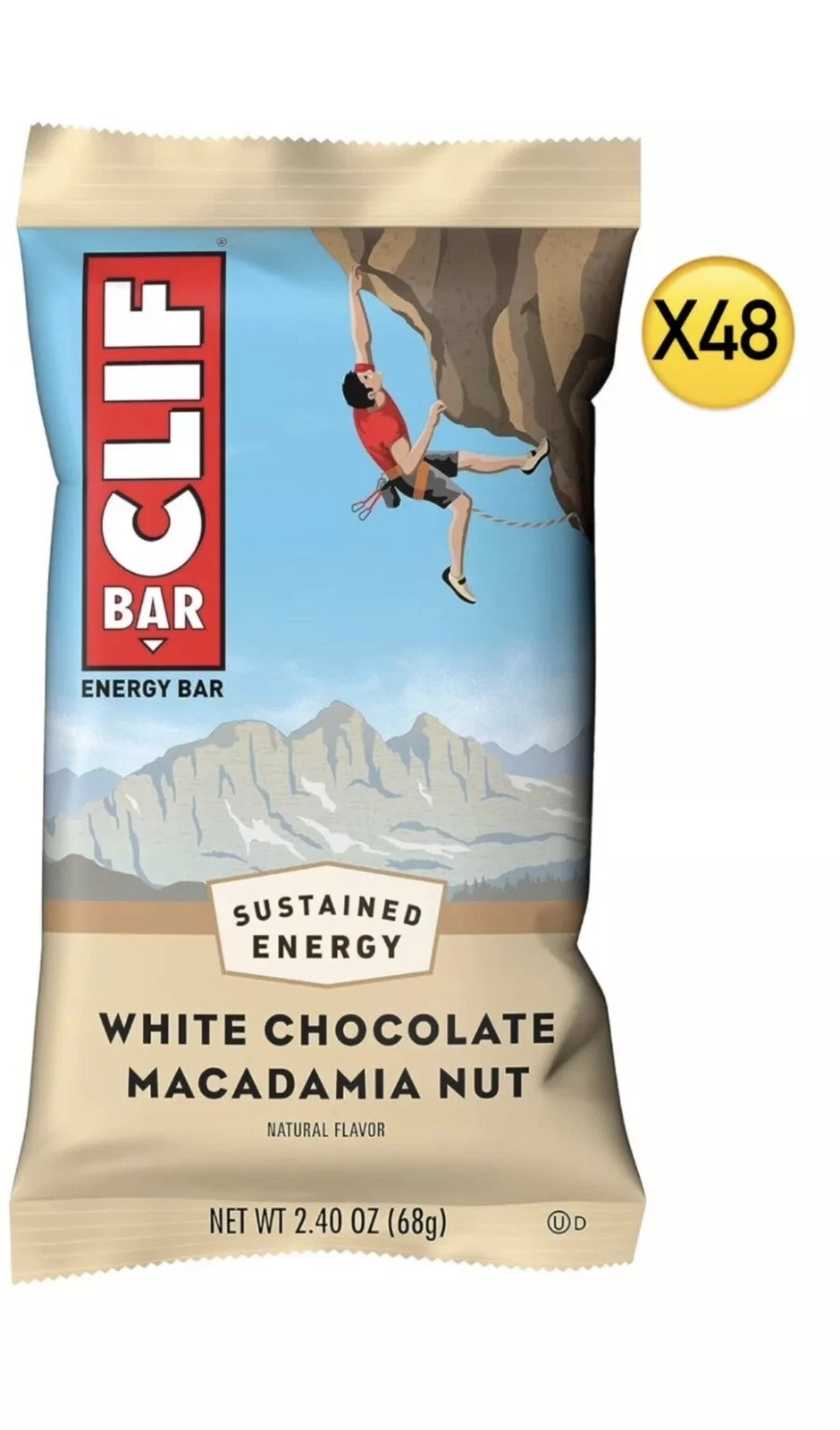 Clif Bar Energy Bars White Chocolate Macadamia (48 Individual Bars) 2.40oz, NEW!