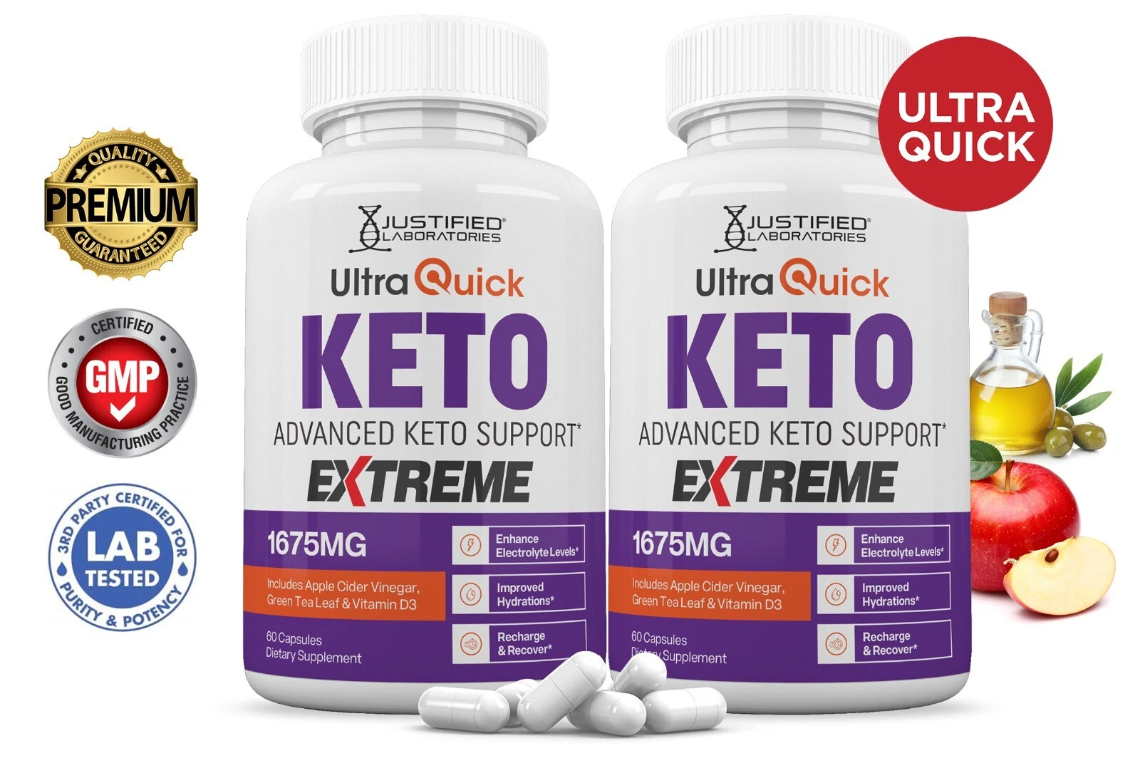 Ultra Quick Keto ACV Extreme Pills 1675MG Stronger Thn Gummy Keto Support 2Pk