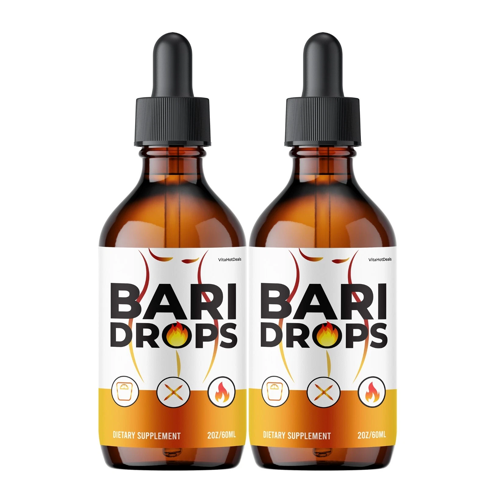 Bari Drops Liquid Supplement, All Natural Max Strength Formula (2 Pack)