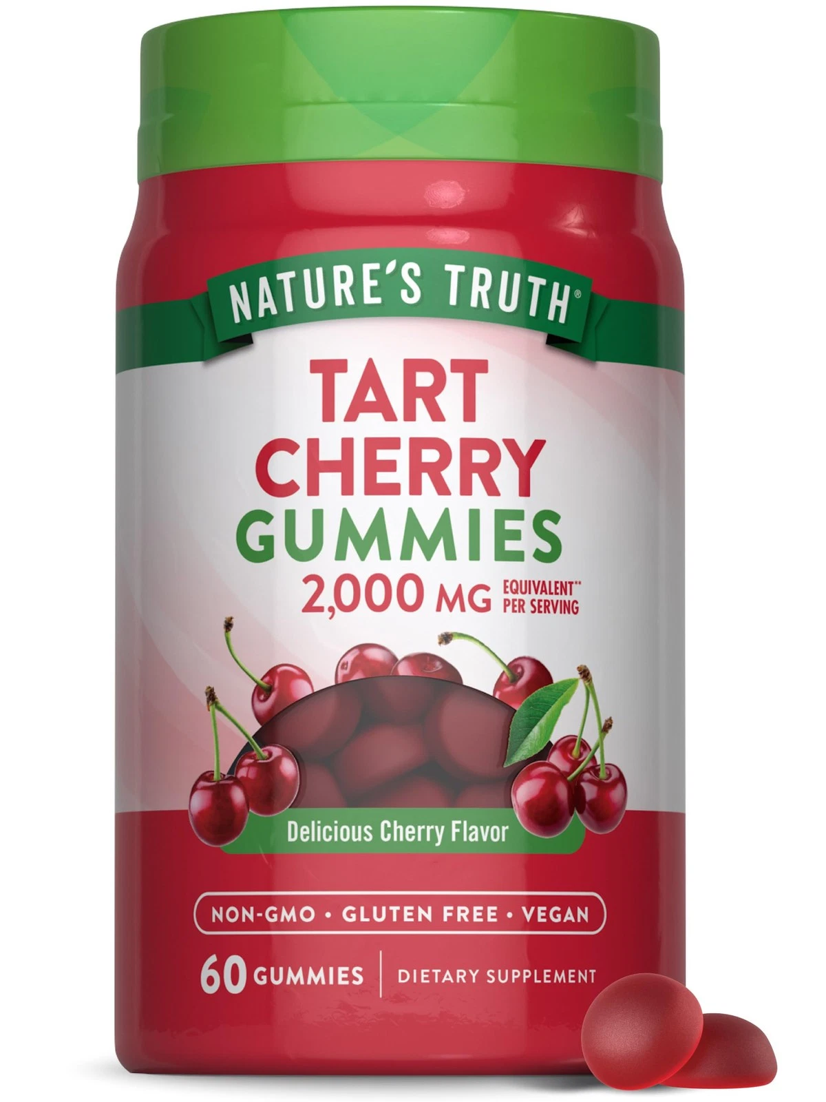 Nature's Truth Tart Cherry Gummies | 2000mg | 60 Count | Vegan, Non-GMO & Gluten