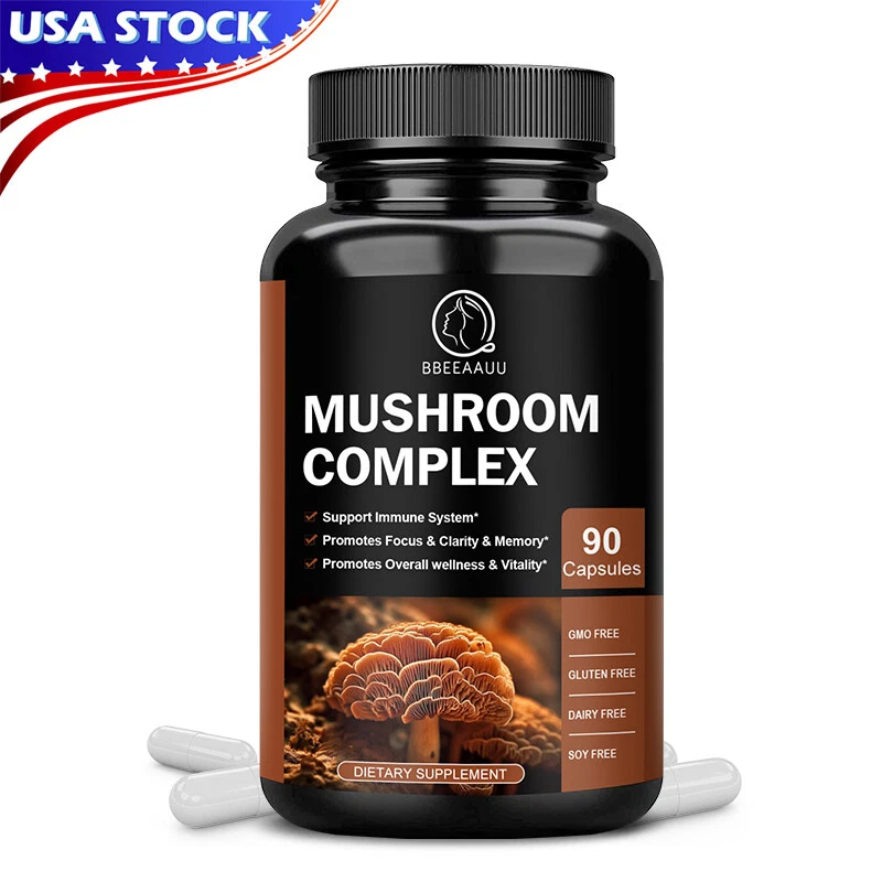 10x Mushroom Complex Supplement, Lions Mane, Reishi, Shiitake, Immune Capsules
