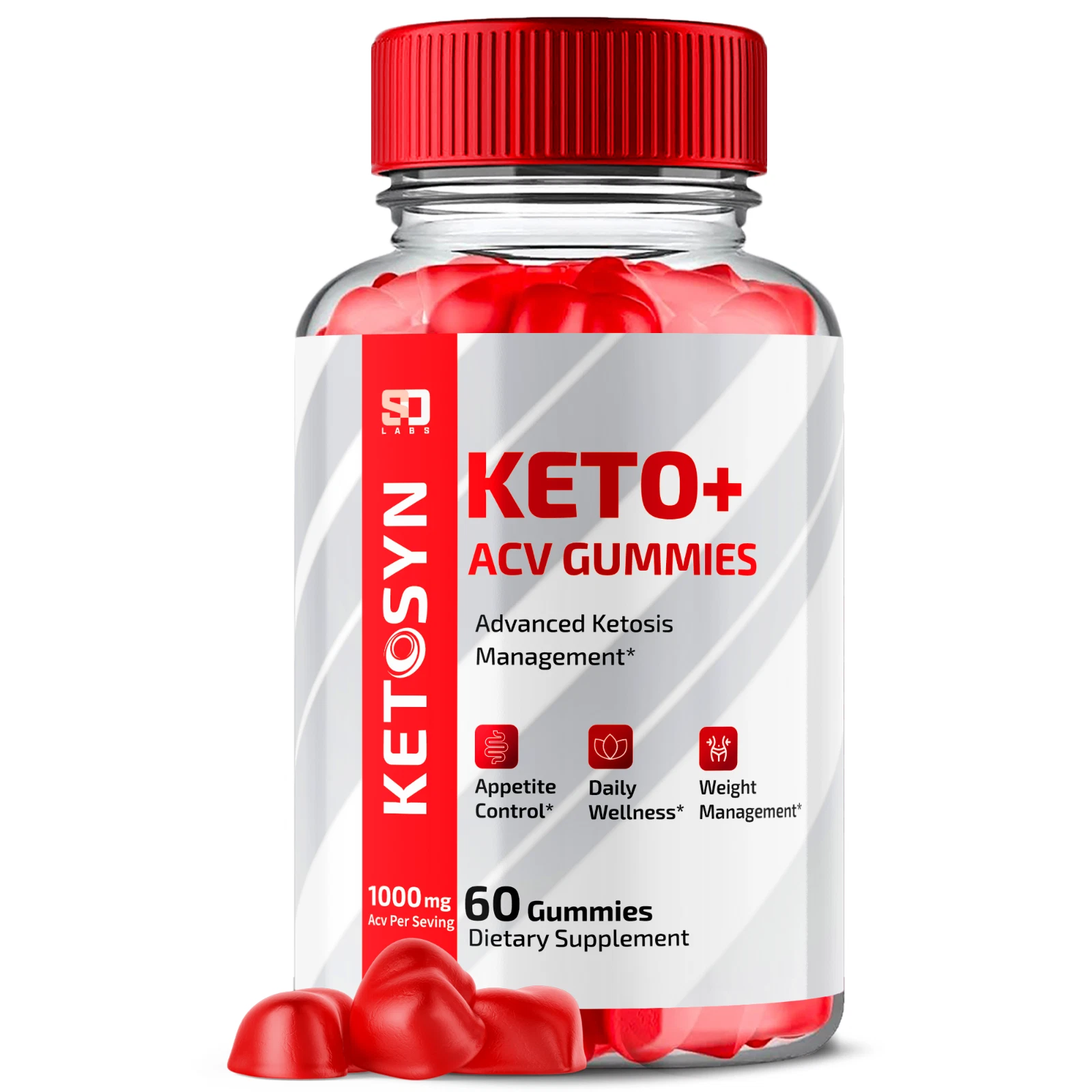 Ketosyn Keto Gummies, Ketosyn ACV Keto + Gummies Weight Loss (60 Gummies)
