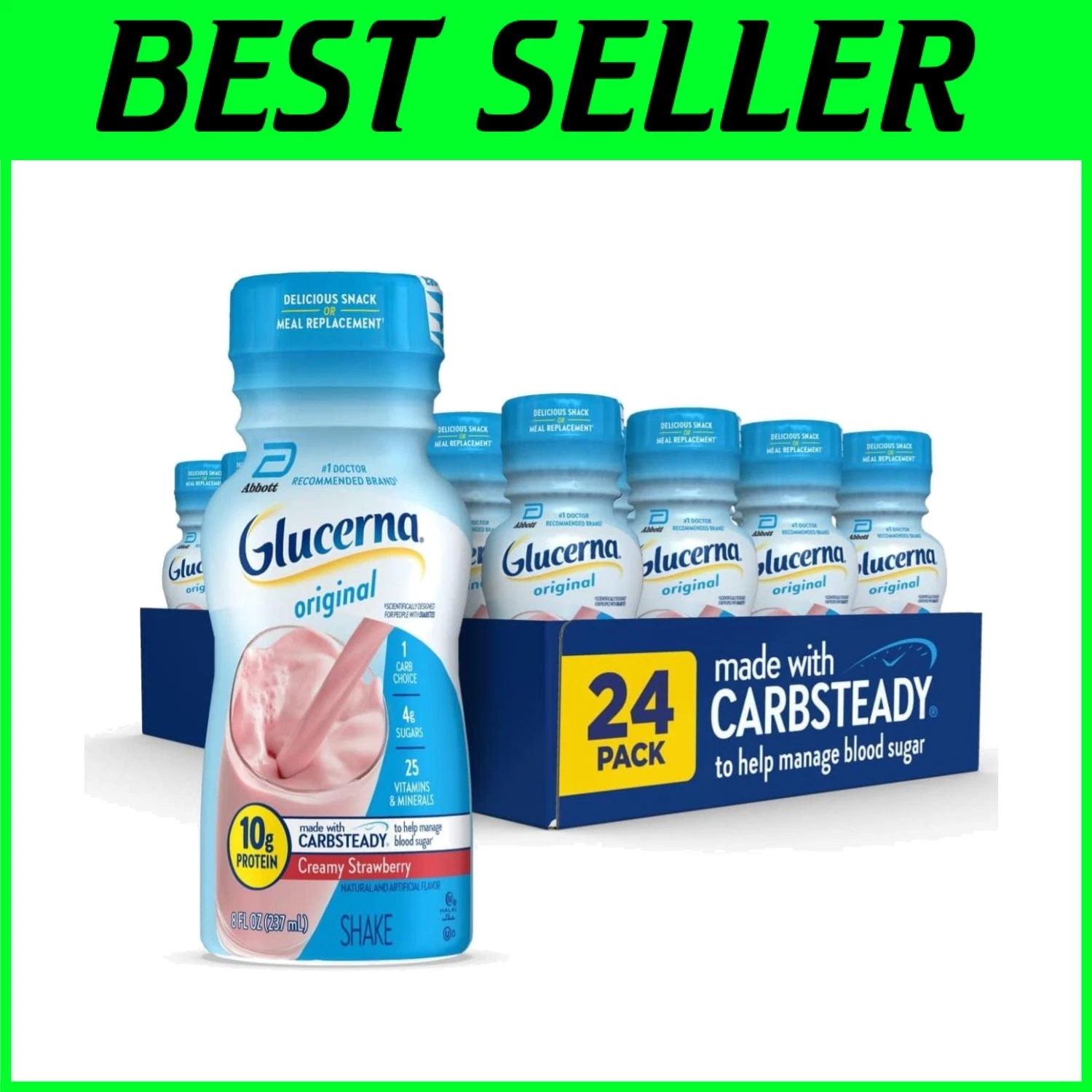 Diabetes-Friendly Strawberry Shake - 180 Calories, 10g Protein, Immune Support