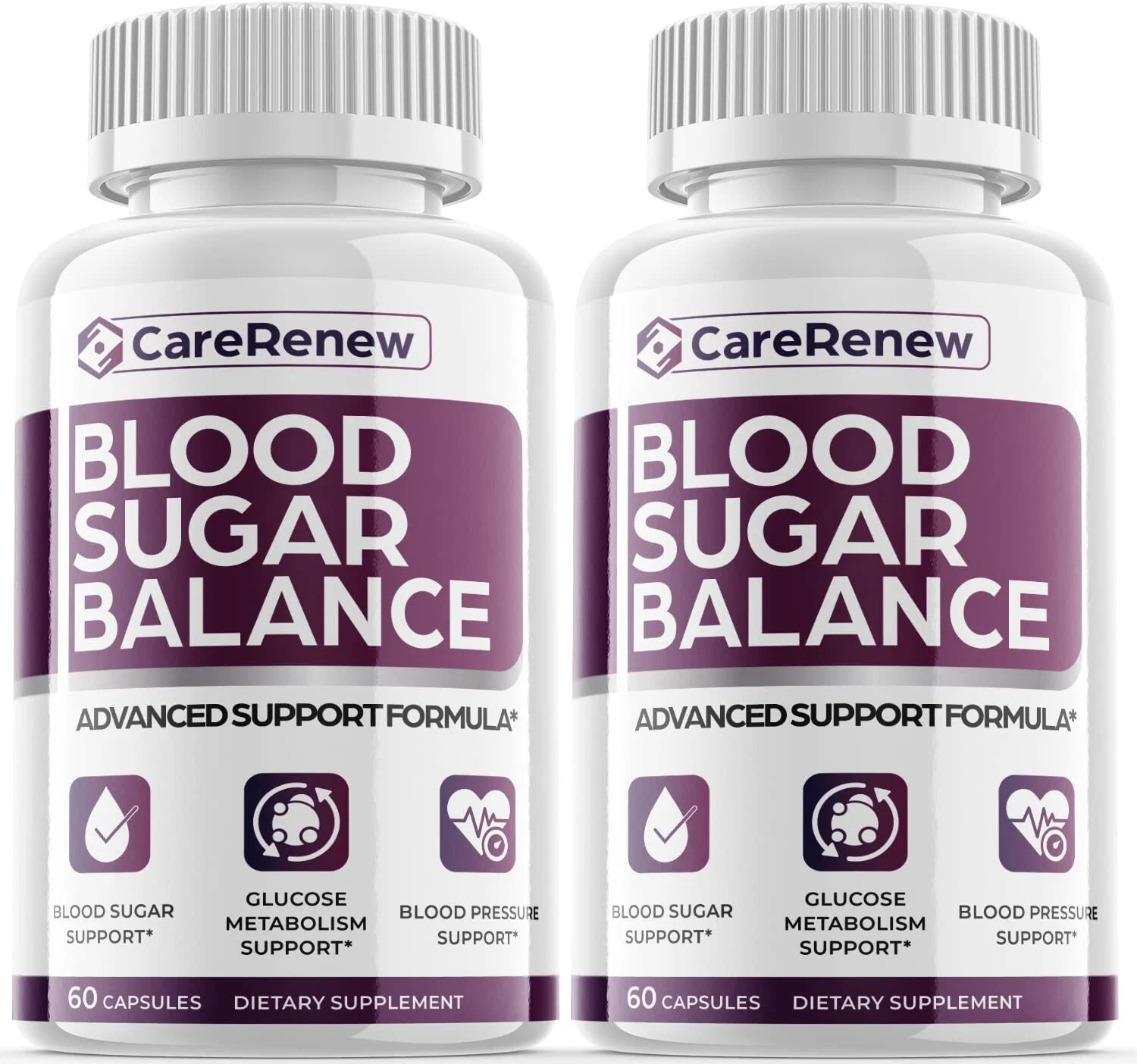 2-CareRenew Blood Sugar Supplement Supports, Glucose, Metabolism - 120 Pills