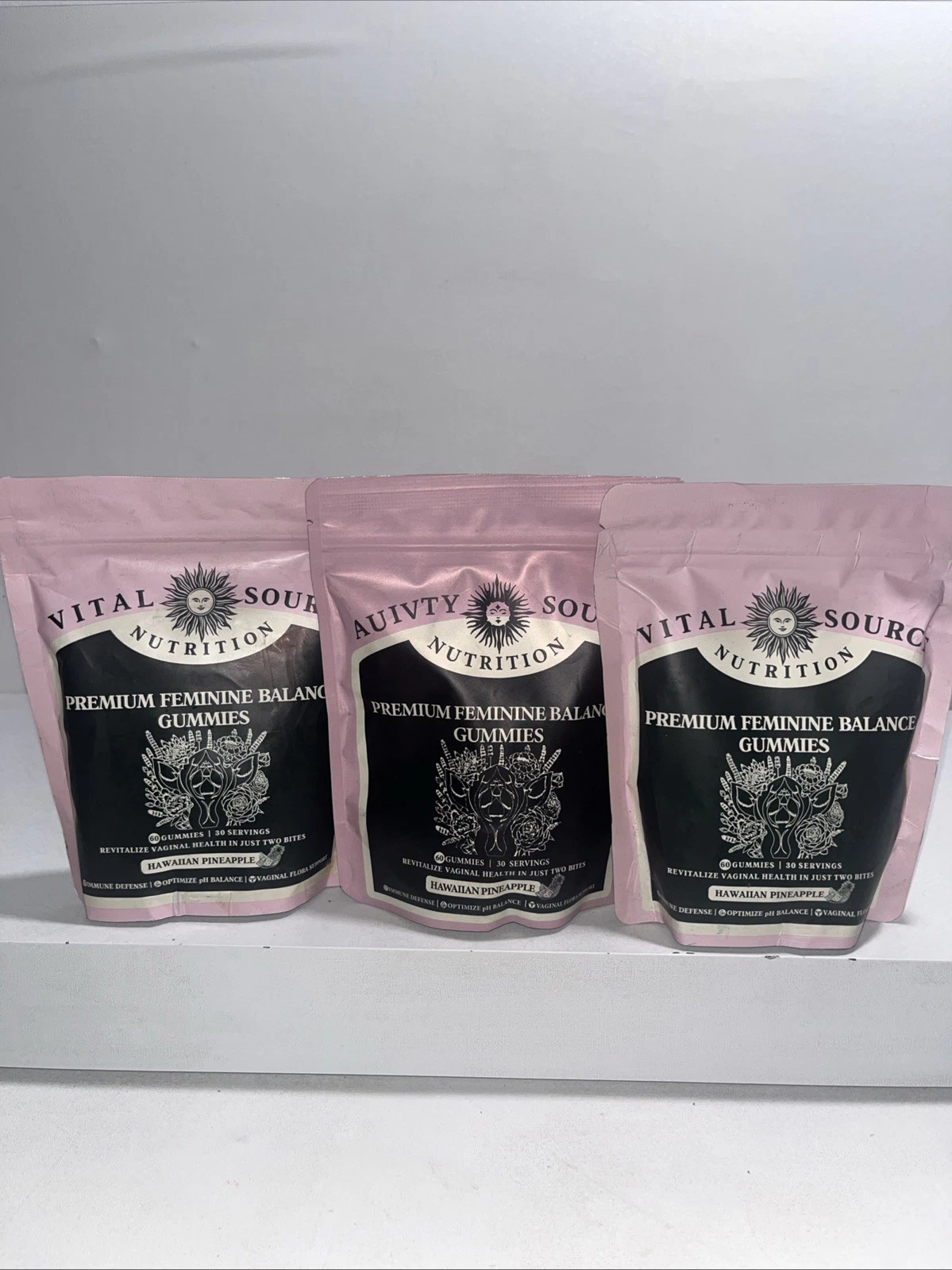 3 Sealed Vital Source Premium Feminine Balance Gummies, 60 Count Each