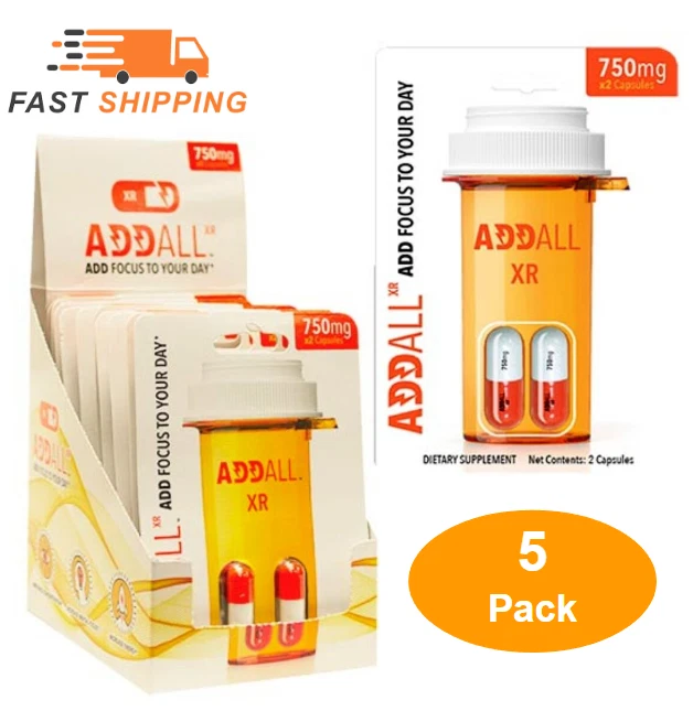 AddAll XR 750mg, Energy Focus Concentration 5 Packs - 10 Capsules - FREE SHIP
