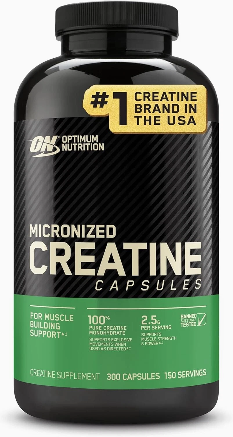 Optimum Nutrition Micronized Creatine 2500mg 300 Caps Monohydrate Pur Free Ship,