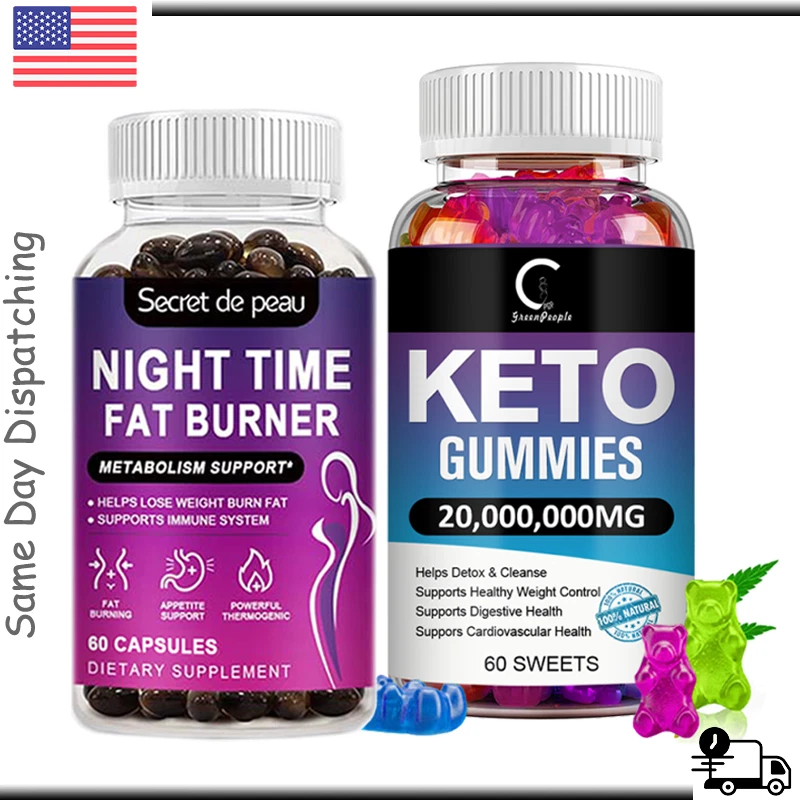 Keto ACV Gummies Fast Weight Loss Night Time Fat Burner Supplement Detox Pills