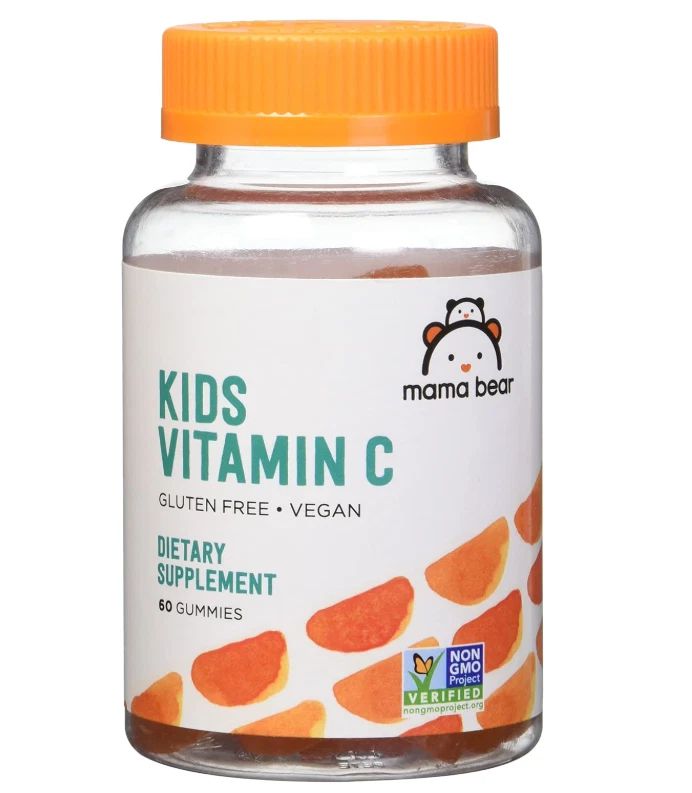 Mama Bear Vegan Kids Vitamin C, Orange, 60 Count, Immune Health, 125 mg.