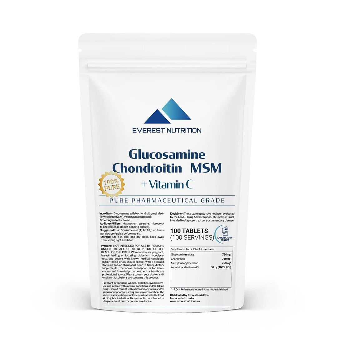 Glucosamine Chondroitin MsM + vitamin C Tablets Skin Joints & Bones Health