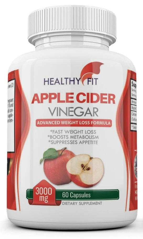 100% Pure APPLE CIDER VINEGAR 3000mg PURE WEIGHT LOSS FAT BURNER Diet Pills