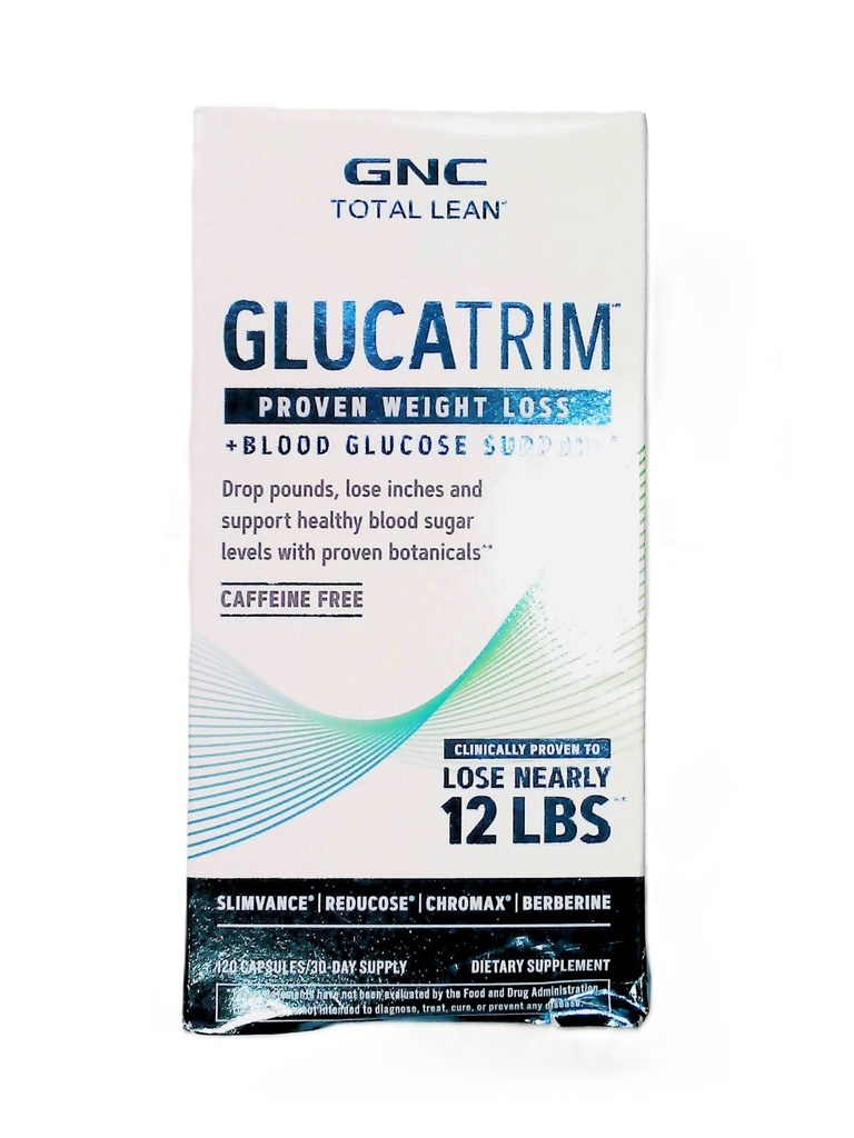 GNC Total Lean GlucaTrim Weight Loss Supplement Caffeine 120Caps- Exp 05-27