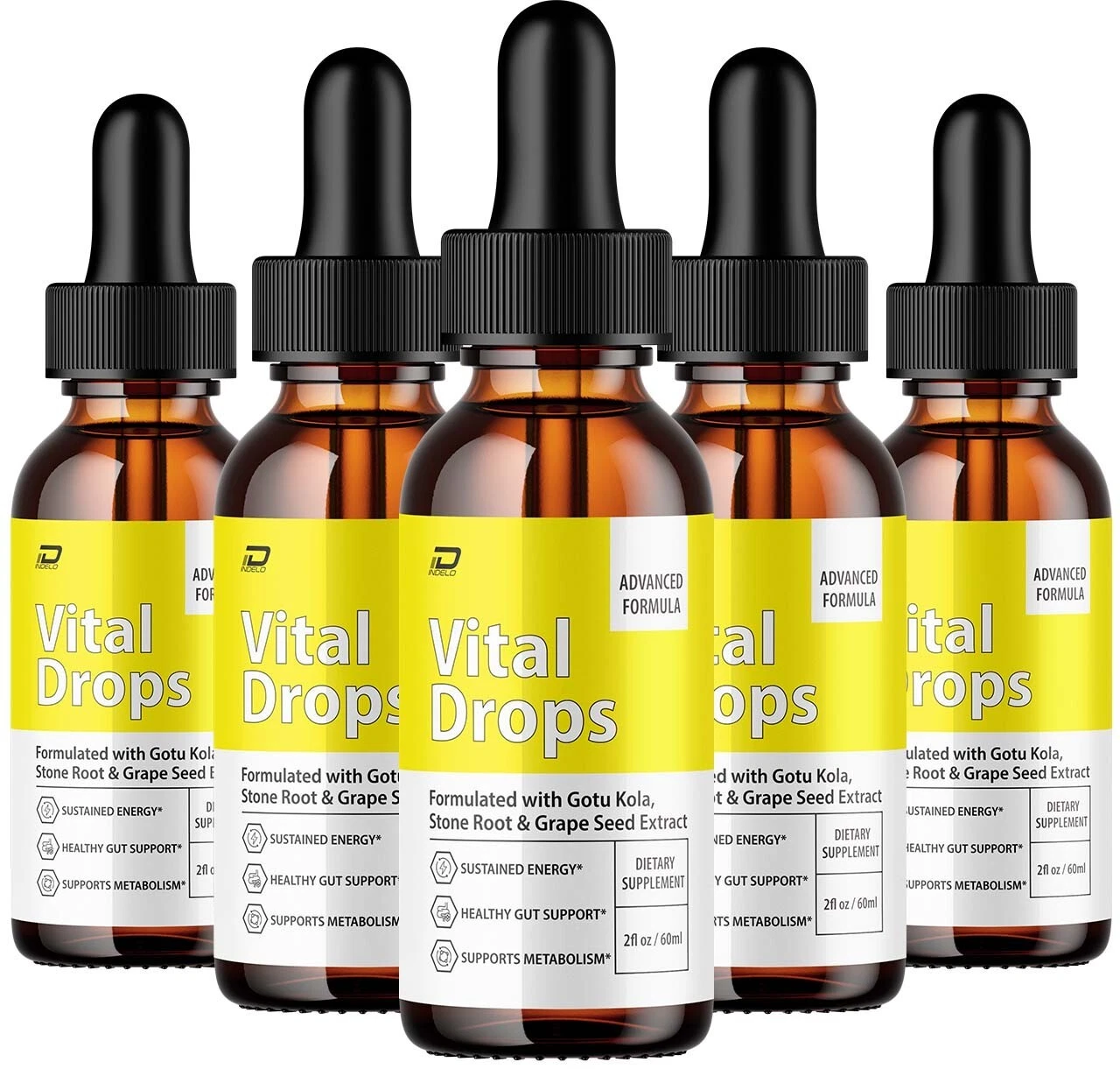 (5 Pack) Vital Drops Healthy Formula - VitalDrops All Natural Healthy Levels