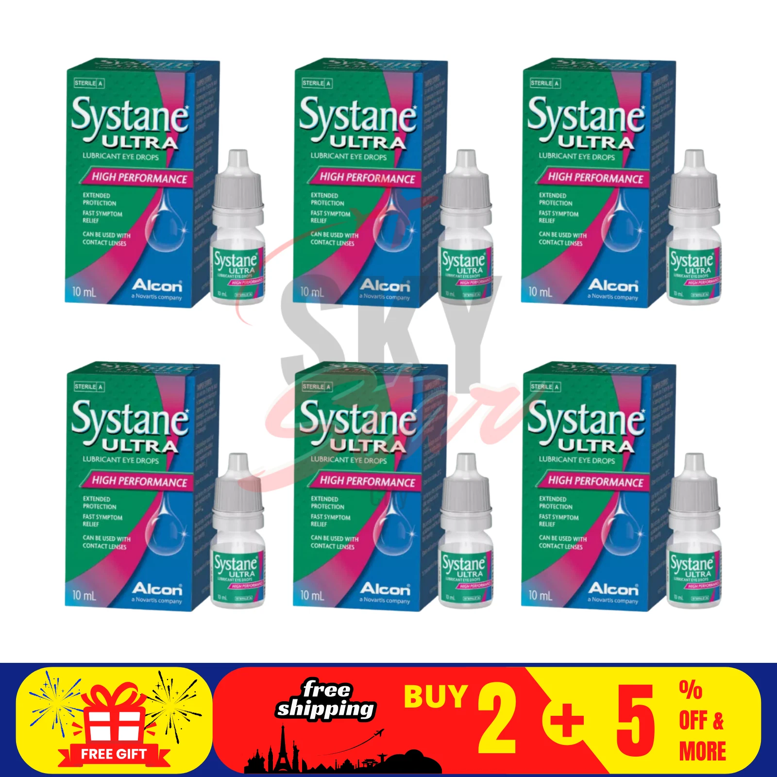 6 X Alcon Systane Ultra Lubricant Eye Drops High Performance 10ml FREE SHIPPING