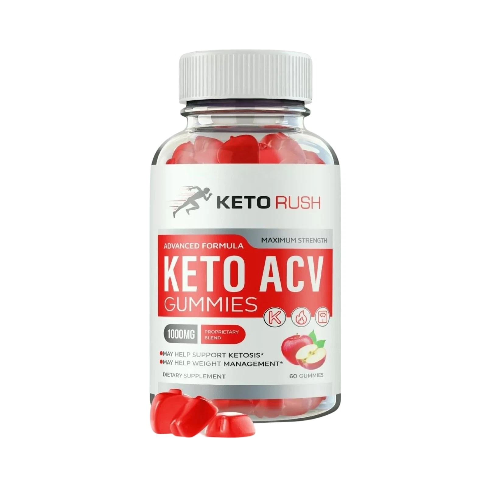 Keto Rush ACV Gummies, ACV Gummies for Weight Loss Support - 60 Gummies