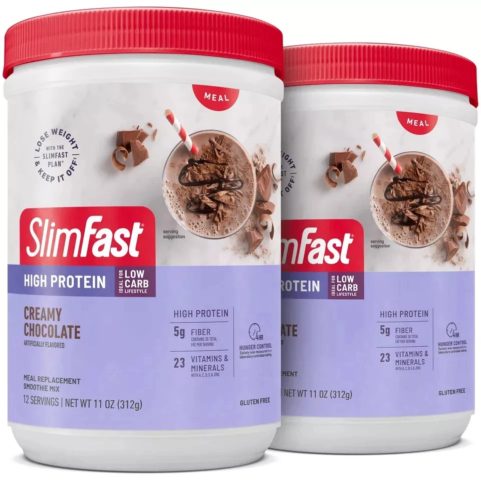 SlimFast High Protein Meal Replacement Shake Powder 12 Servings Pack of 2 Adv...