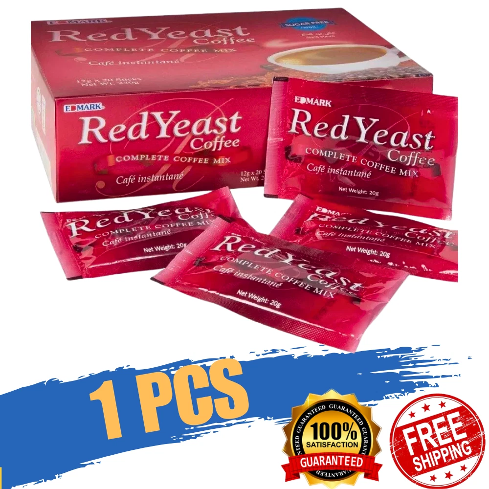 Edmark Red Yeast Coffee Organic Blend (SUGAR LESS )1 box 20's (Exp2026)