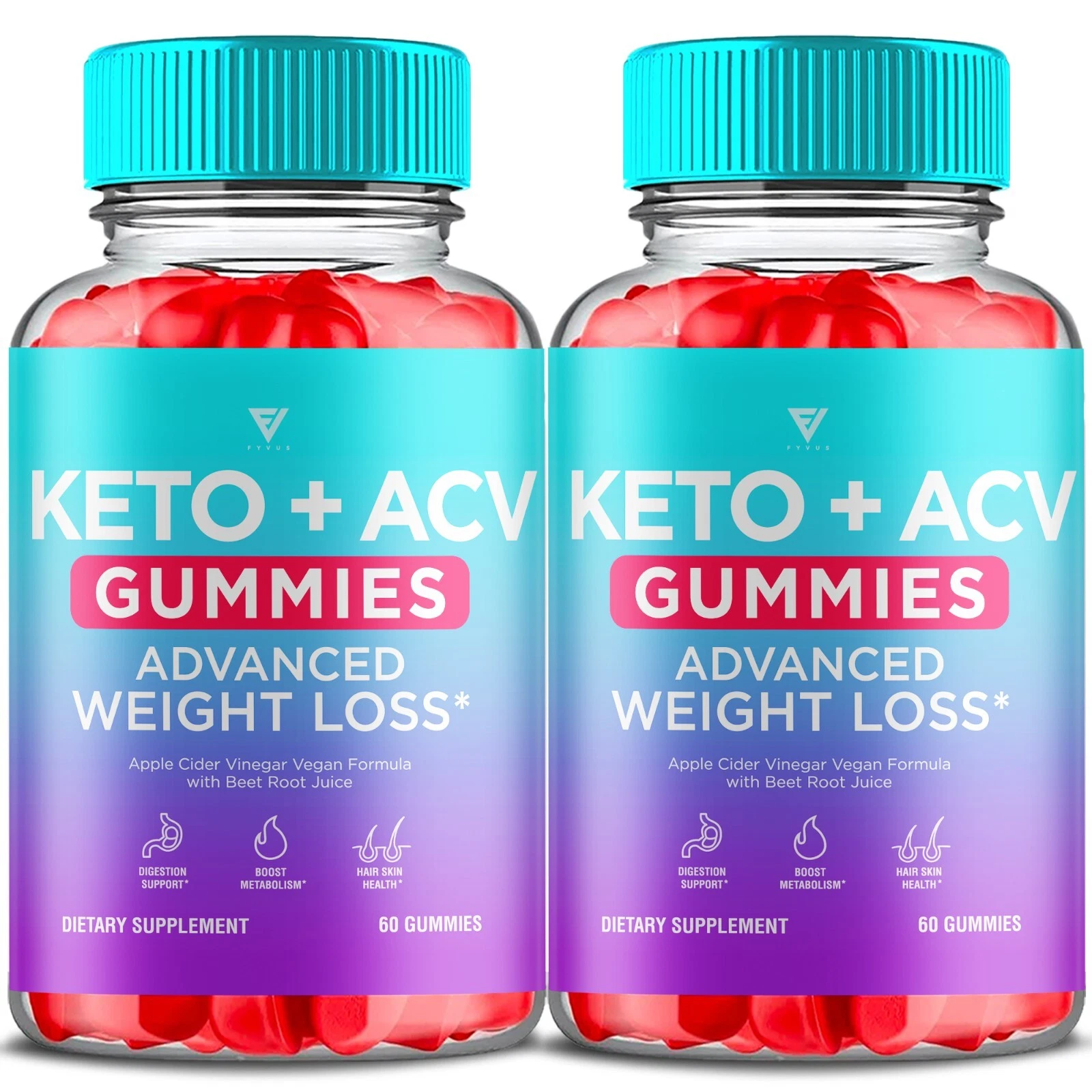 (2 Pack) Keto + ACV 500mg For Advanced Weight Loss Support Gummies (120 Gummies)