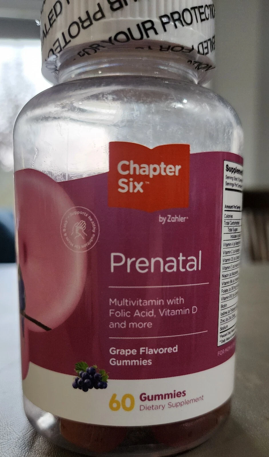 Womens Prenatal Gummies Grape Flavor Vitamins (60 Count)