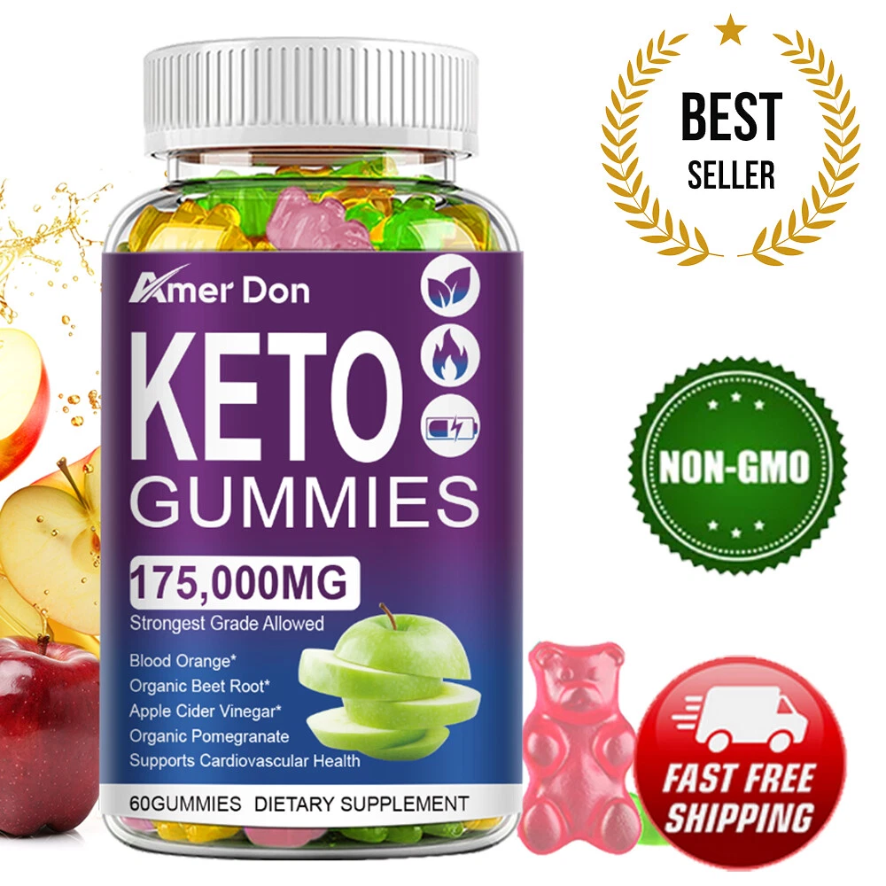 Keto Slimming Gummies 175,000mg Apple Cider Vinegar ACV Weight Loss 60 Gummy USA