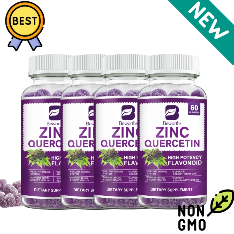 60 Gummies Quercetin Gummy with Black Elderberry, Zinc for Immunity Supplement