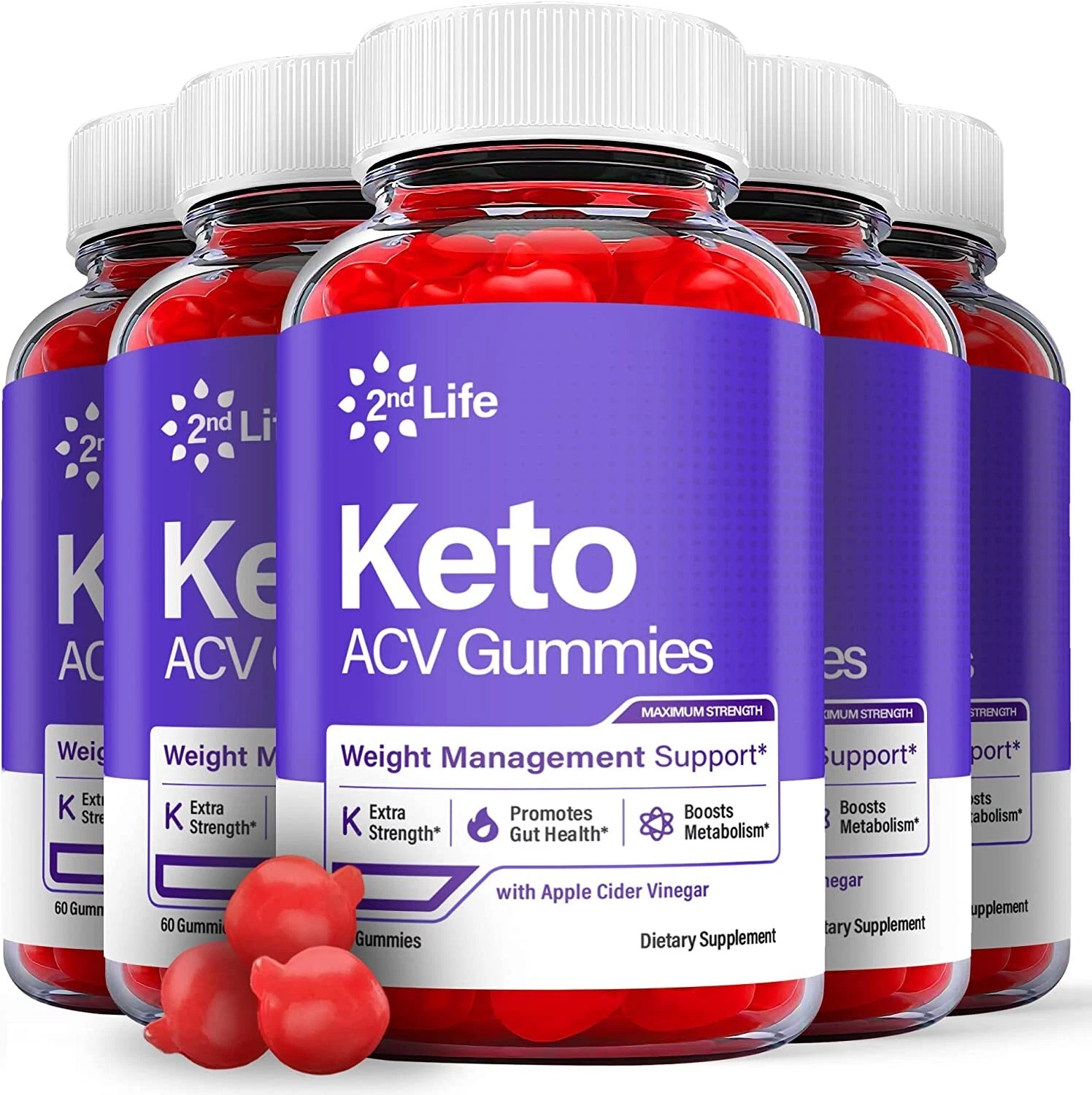 (5 Pack) 2nd Life Keto Gummies - 2nd Life Keto ACV Gummies Weight Loss-300 Gums