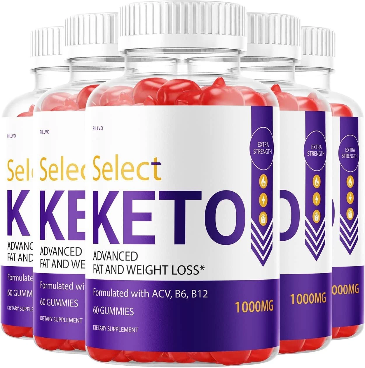 Rillvo (5 Pack) Select Keto Gummies Apple Cider Vinegar Select Keto ACV...