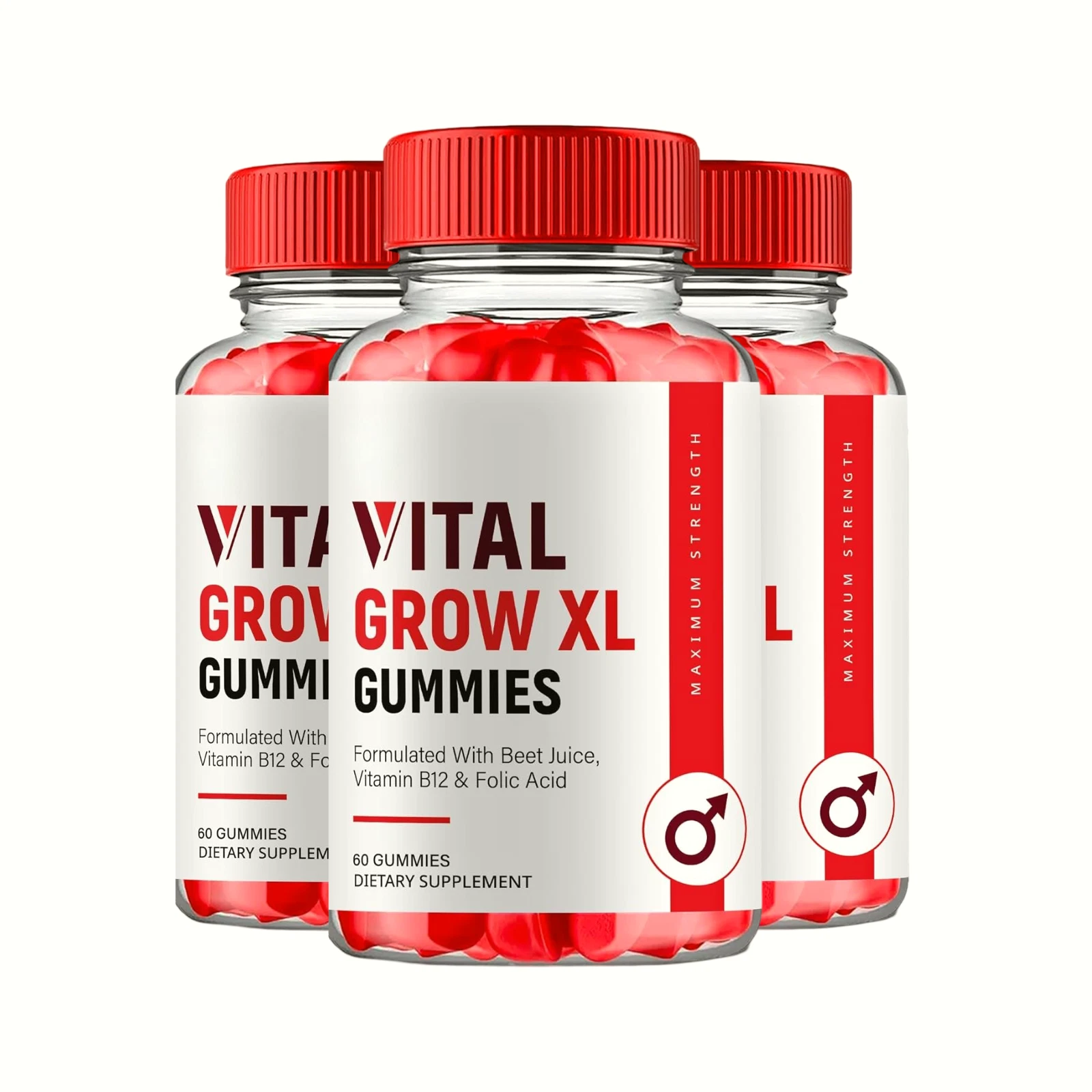 3-Pack Vital Grow XL Gummies For Men - Advanced Formula Supplement - 180 Gummies