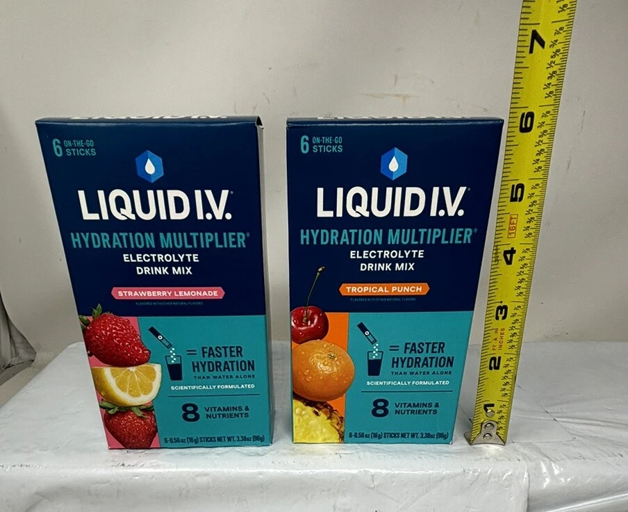 LIQUID I.V. Electrolyte Drink Mix Lot: Tropical Punch, Strawberry Lemonade 2026