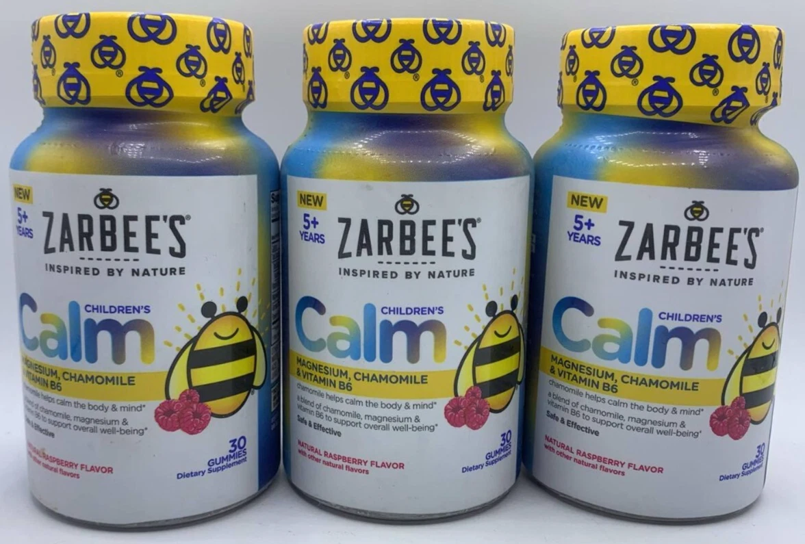 3PK Zarbee's Children's Calm ~ 30 Gummies Each ~ Raspberry FLVR ~ EXP 12/25