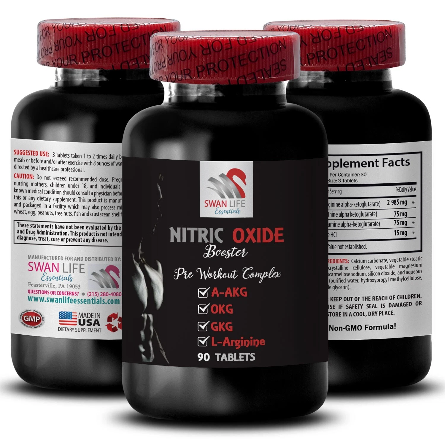 Performance Focus - NITRIC OXIDE BOOSTER - Energy Support 1 Bottle 90 Tablets