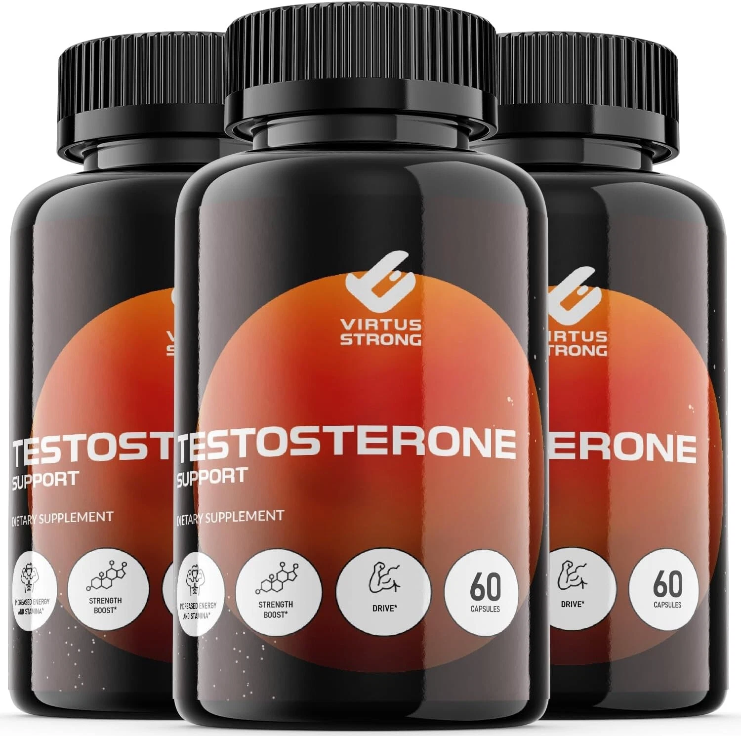 (3 Pack) Virtus Strong - Vegan, Male Vitality Supplement Pills - 180 Capsules