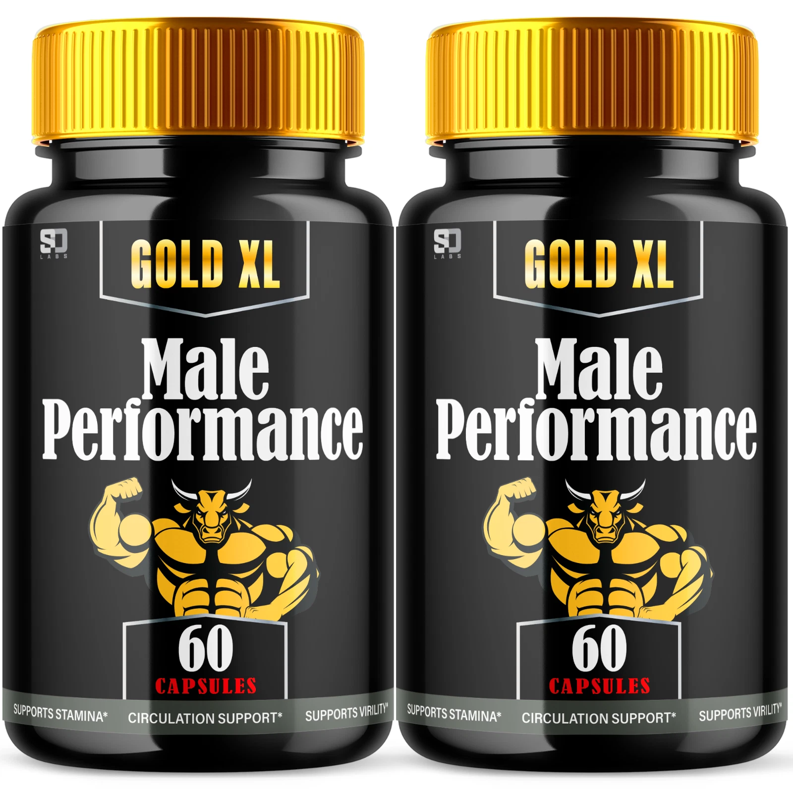 (2 Pack) GoldXL Male Pills - Enhances Energy, Vitality & Stamina - 120 Capsules