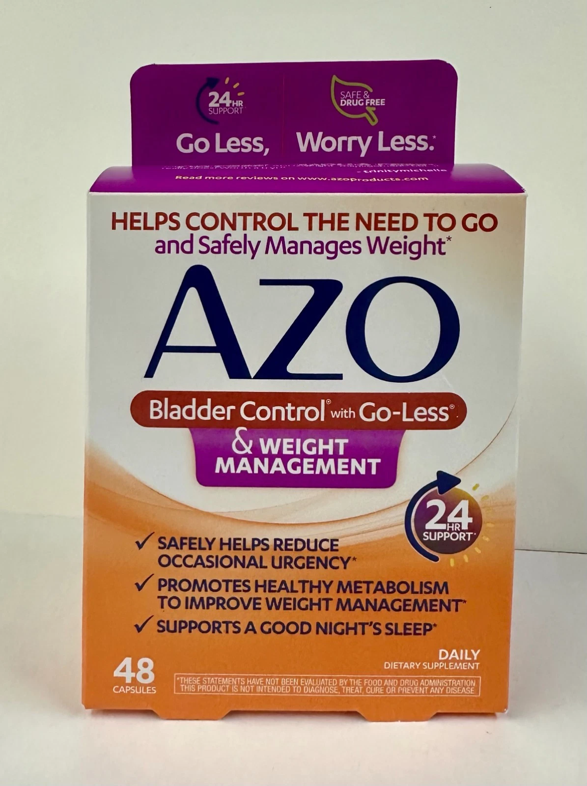 AZO Bladder Control with Go-Less & Weight Management Supplement - 48 Capsules