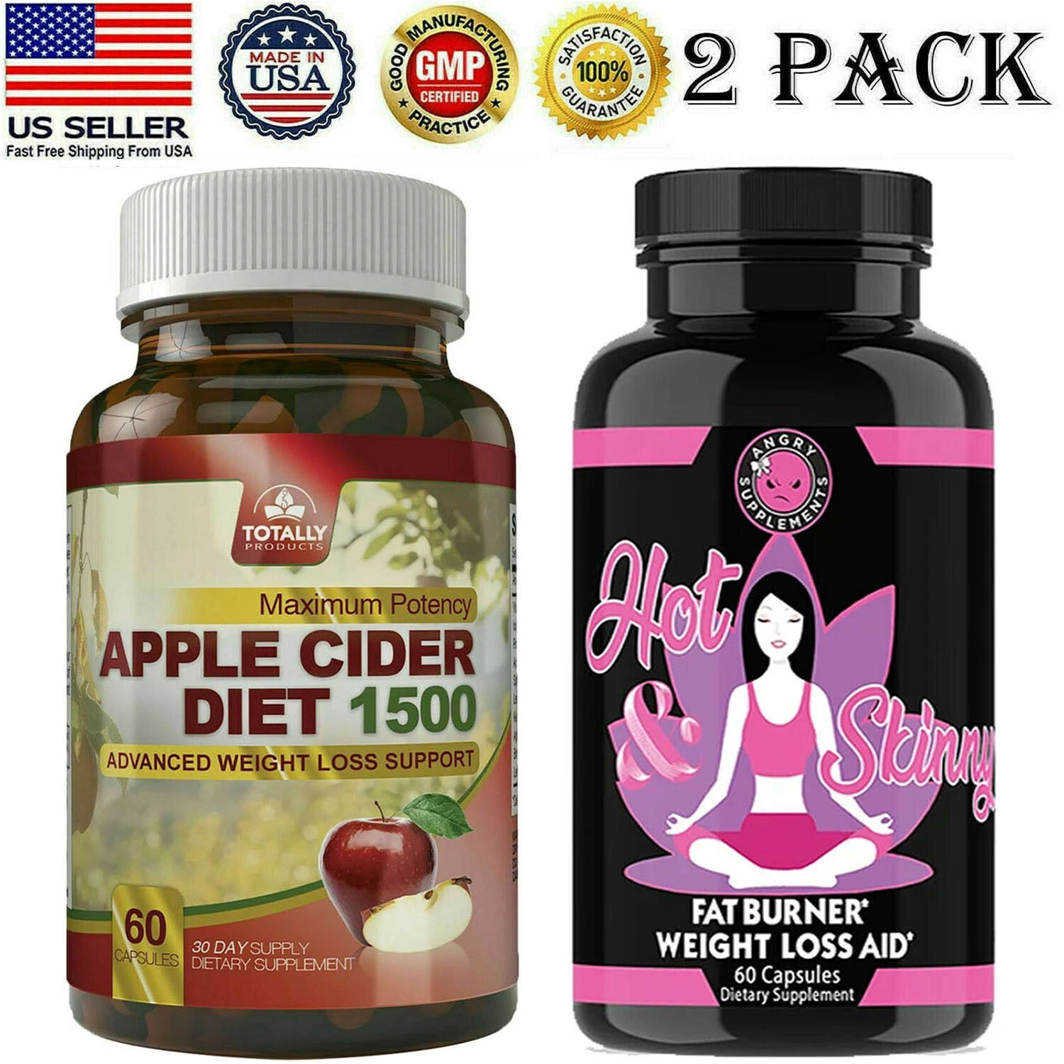 Apple Cider Vinegar & Hot Skinny Garcinia Combogia Weight Loss Fat Burn Capsules